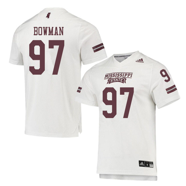 Men #97 Reed Bowman Mississippi State Bulldogs College Football Jerseys Sale-White